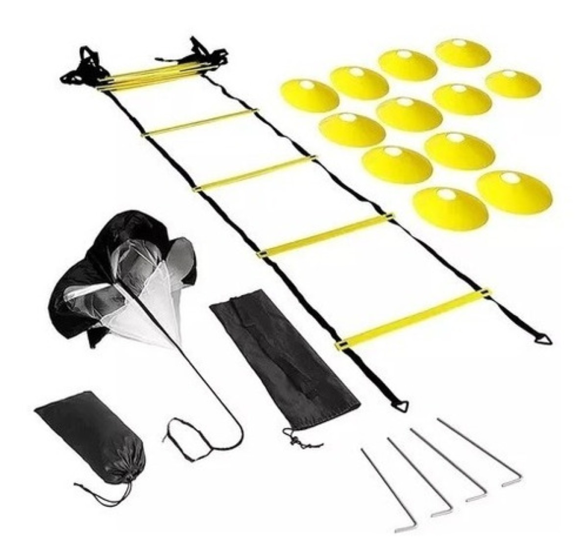 Speed Agilidad Kit De Entrenamiento Escalera + 12 Platos  conos Amarillo