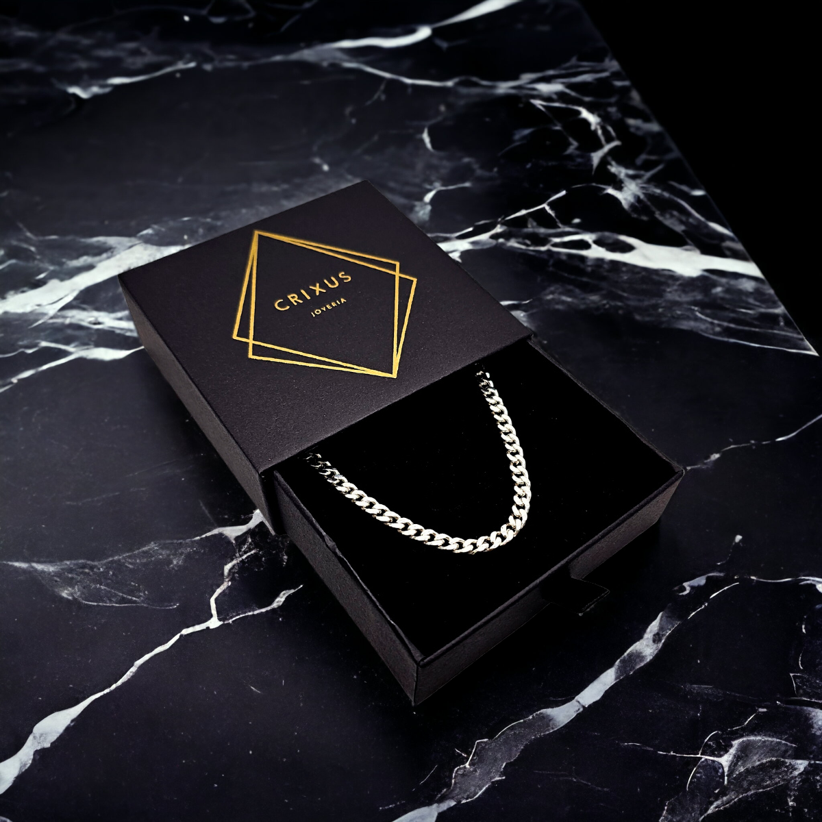 Cadena cubana Plata .925 de Hombre Hecha a Mano