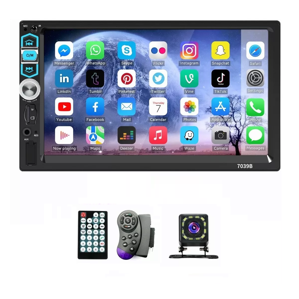 Auto Estéreo 2 Din Espejo Link/control Volante Cámara 12leds