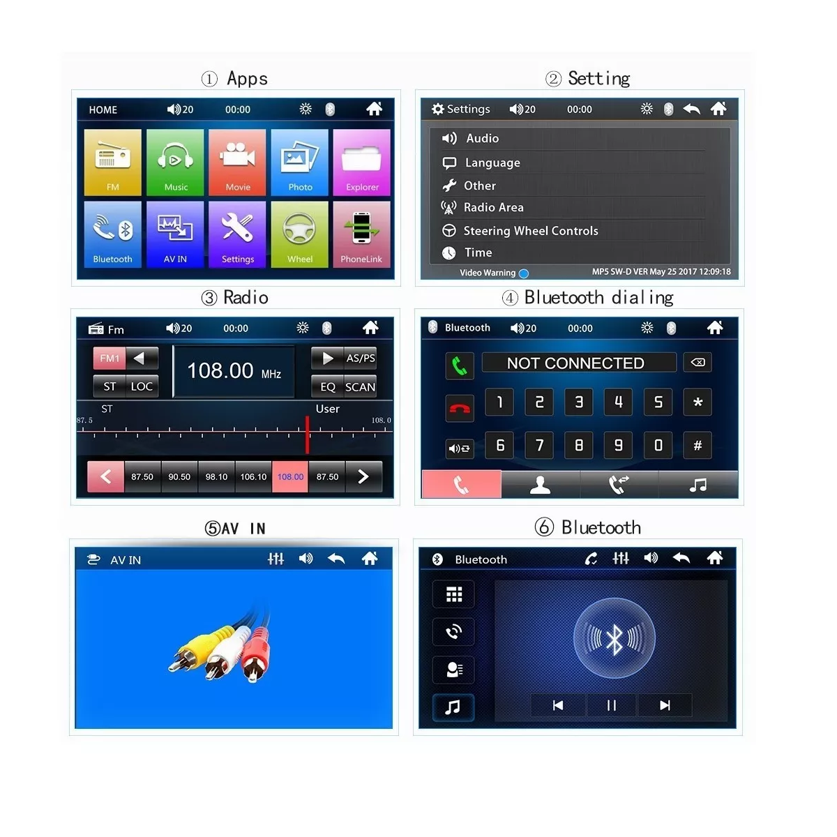 Auto Estéreo 2 Din Espejo Link/control Volante Cámara 12leds