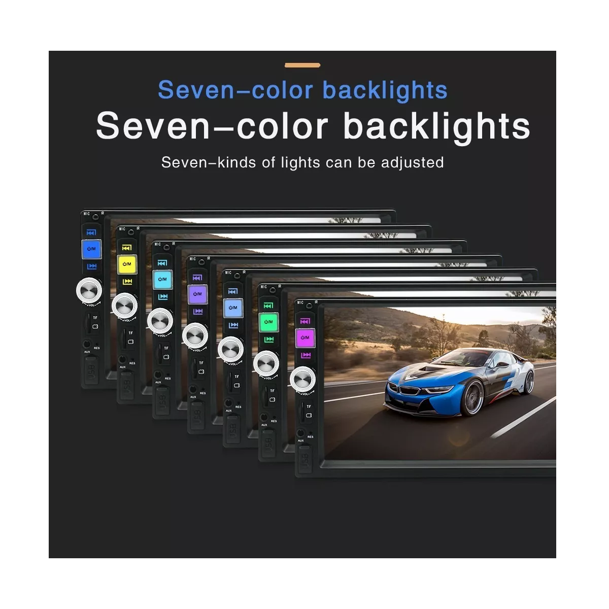 Auto Estéreo 2 Din Espejo Link/control Volante Cámara 12leds