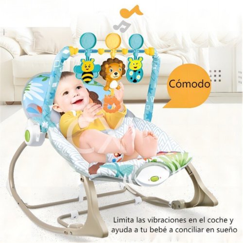 Bouncer Azul Silla Mecedora para bebé Vibradora Bebe Con Juguetes