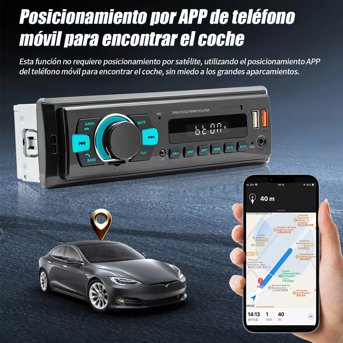 Auto Estereo Coche Reproductor Mp3 Radio Con Bt Aux 2usb Sd