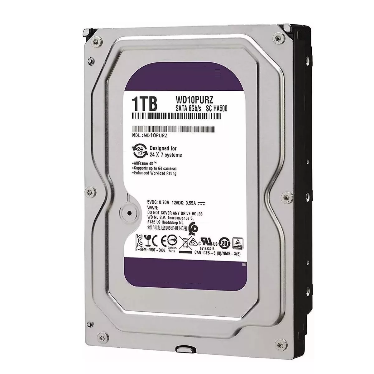 Disco duro interno Purple WD10PURZ 1TB púrpura
