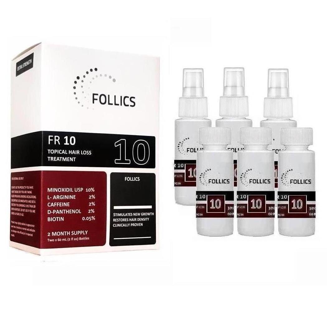 Follics Fr10 Minoxidil 10% Solucion Capilar 6 Frascos