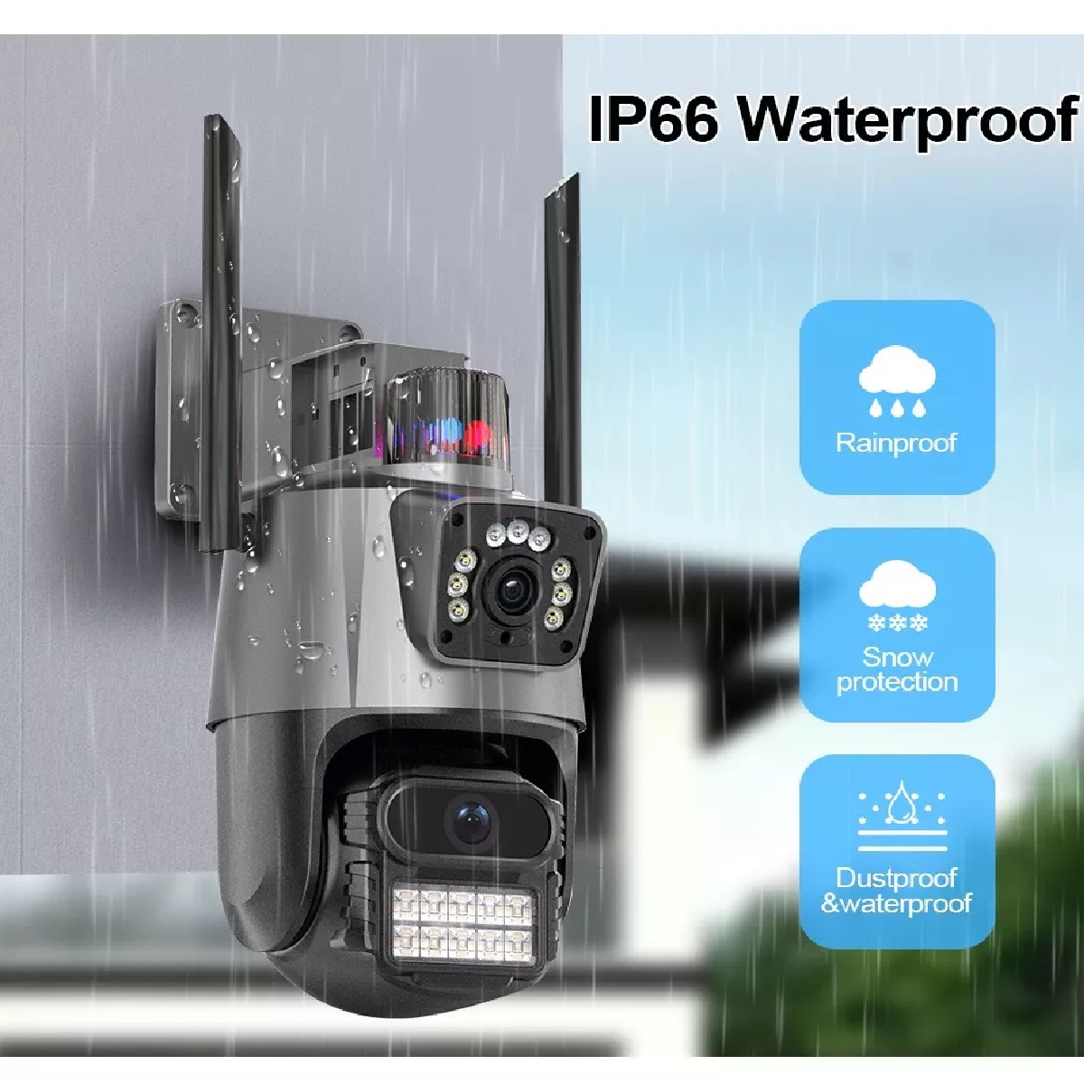 Cámara De Seguridad 4mp Wifi Ip Exterior Alarma Sirena