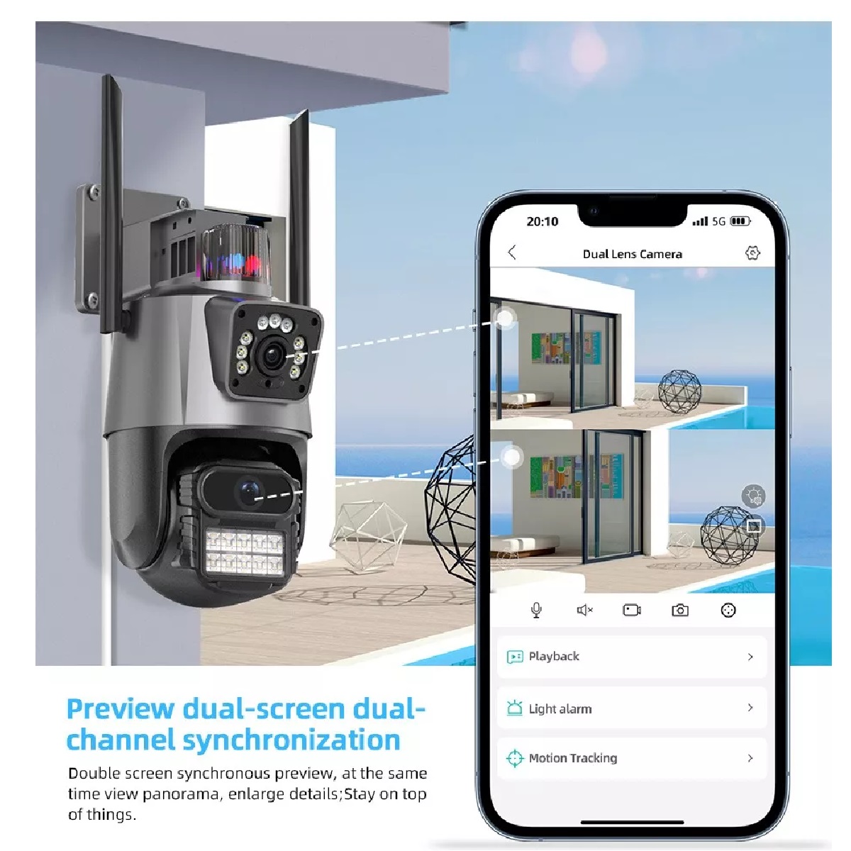 Cámara De Seguridad 4mp Wifi Ip Exterior Alarma Sirena