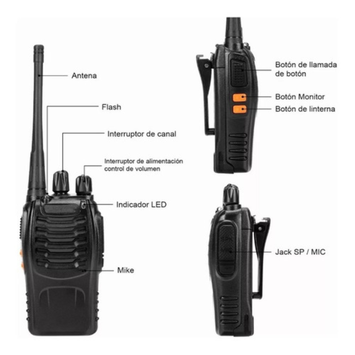 Radio Portátil Radio Walkie-talkie 2 Piezas Negro