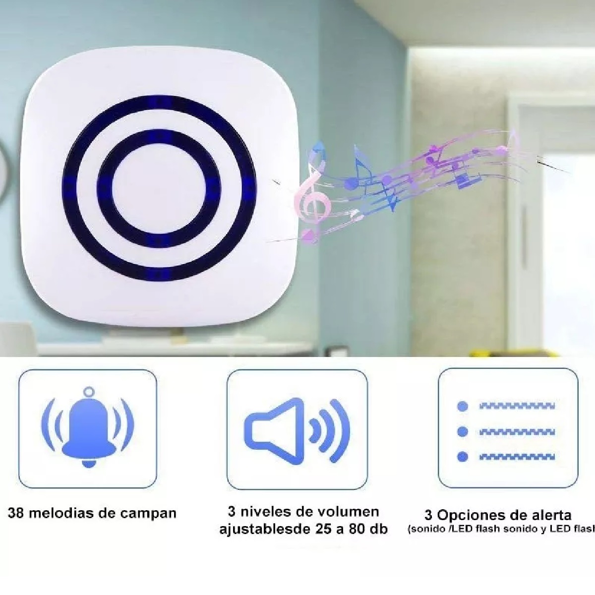 Sensor Detector Movimiento Timbre Con Carillón Inalámbrico
