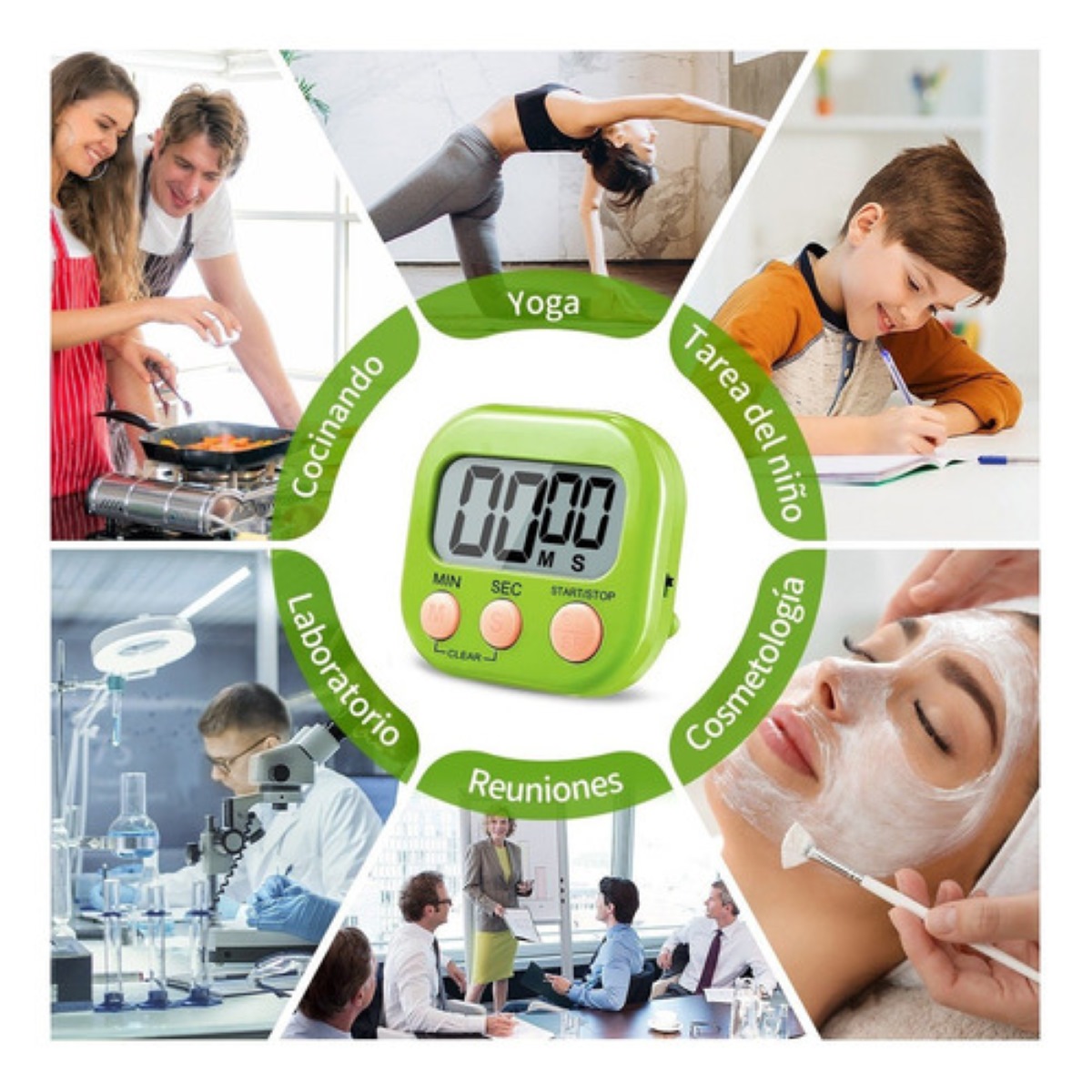Temporizador Cocina Digital Huevo Timer Cronómetro Alarma Verde