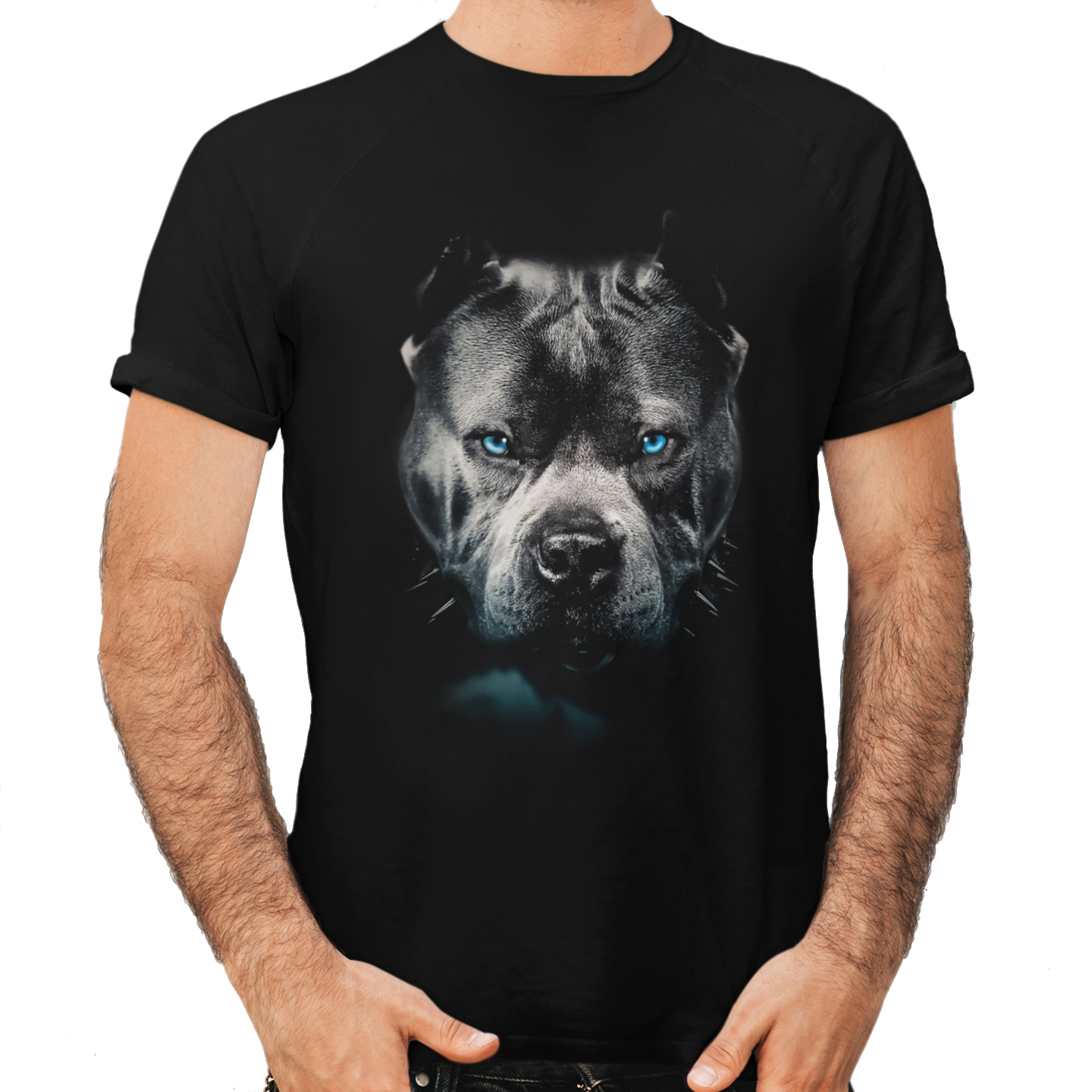 Playera Caballero y Dama Pit Bull Gris Ojos Azules Perro Animales 
