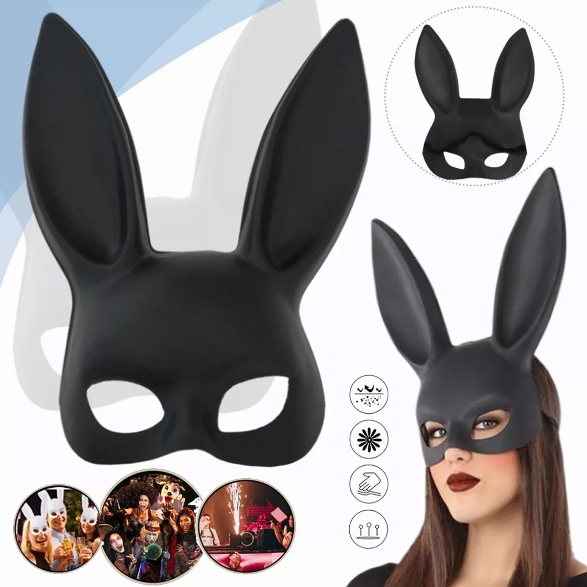 Máscara Orejas Conejo Playboy Antifaz Halloween Ariana