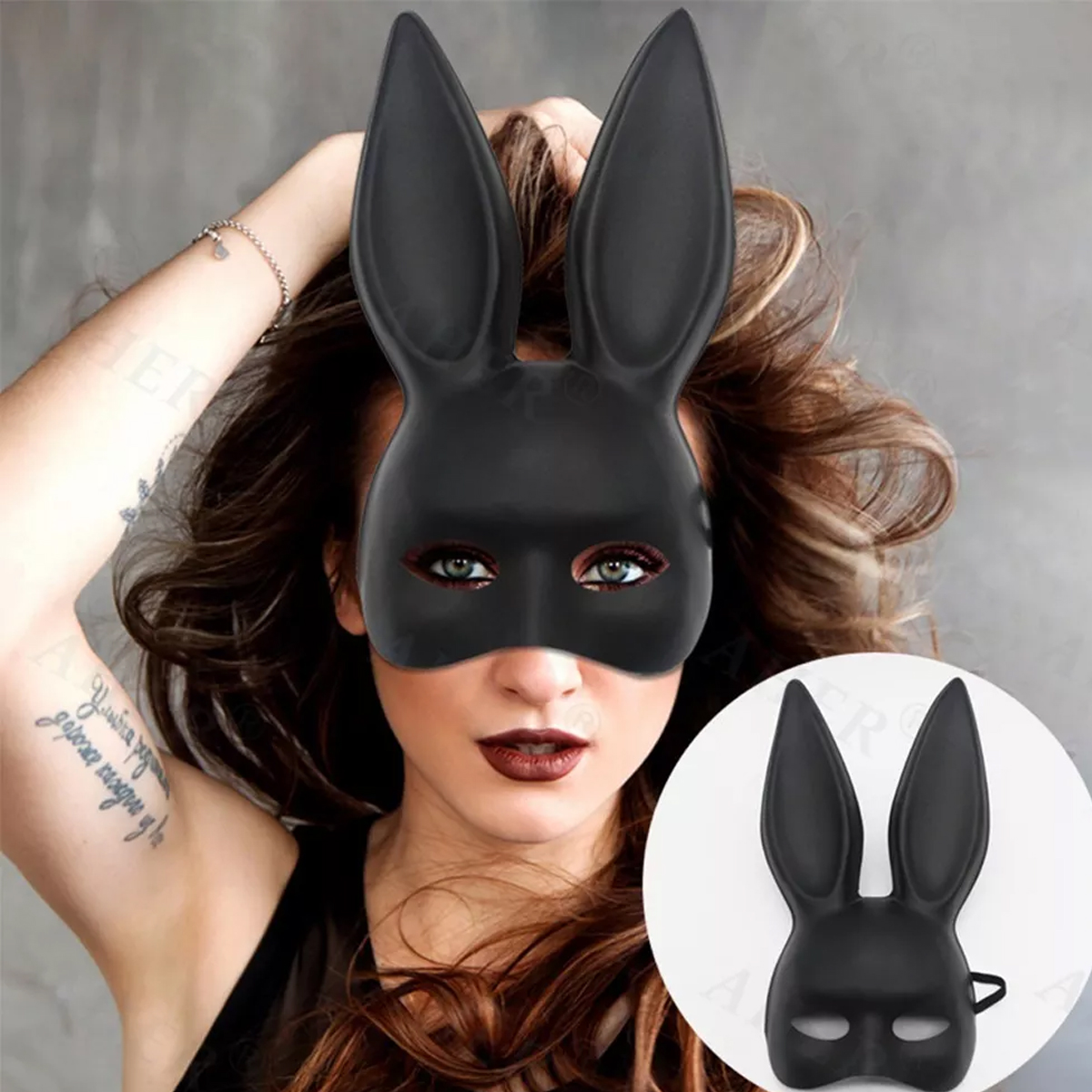 Máscara Orejas Conejo Playboy Antifaz Halloween Ariana