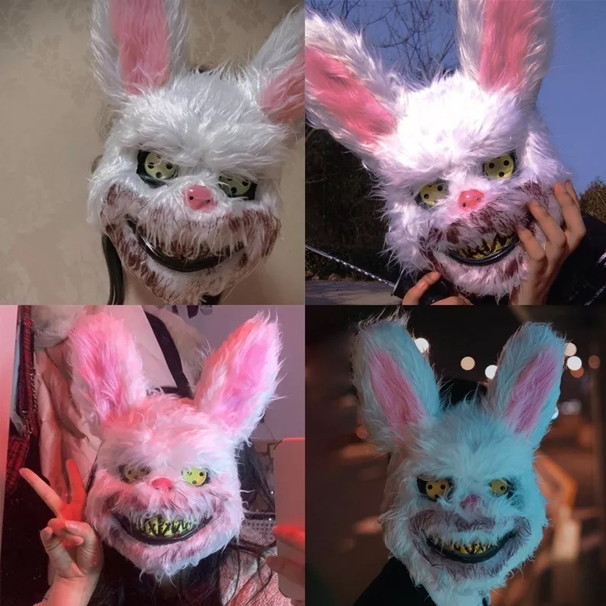 Máscaras Conejo U Oso Sangriento Disfraz Pareja Halloween