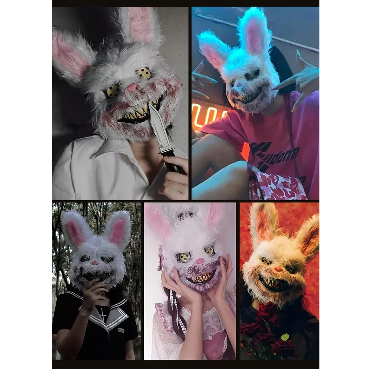 Máscaras Conejo U Oso Sangriento Disfraz Pareja Halloween