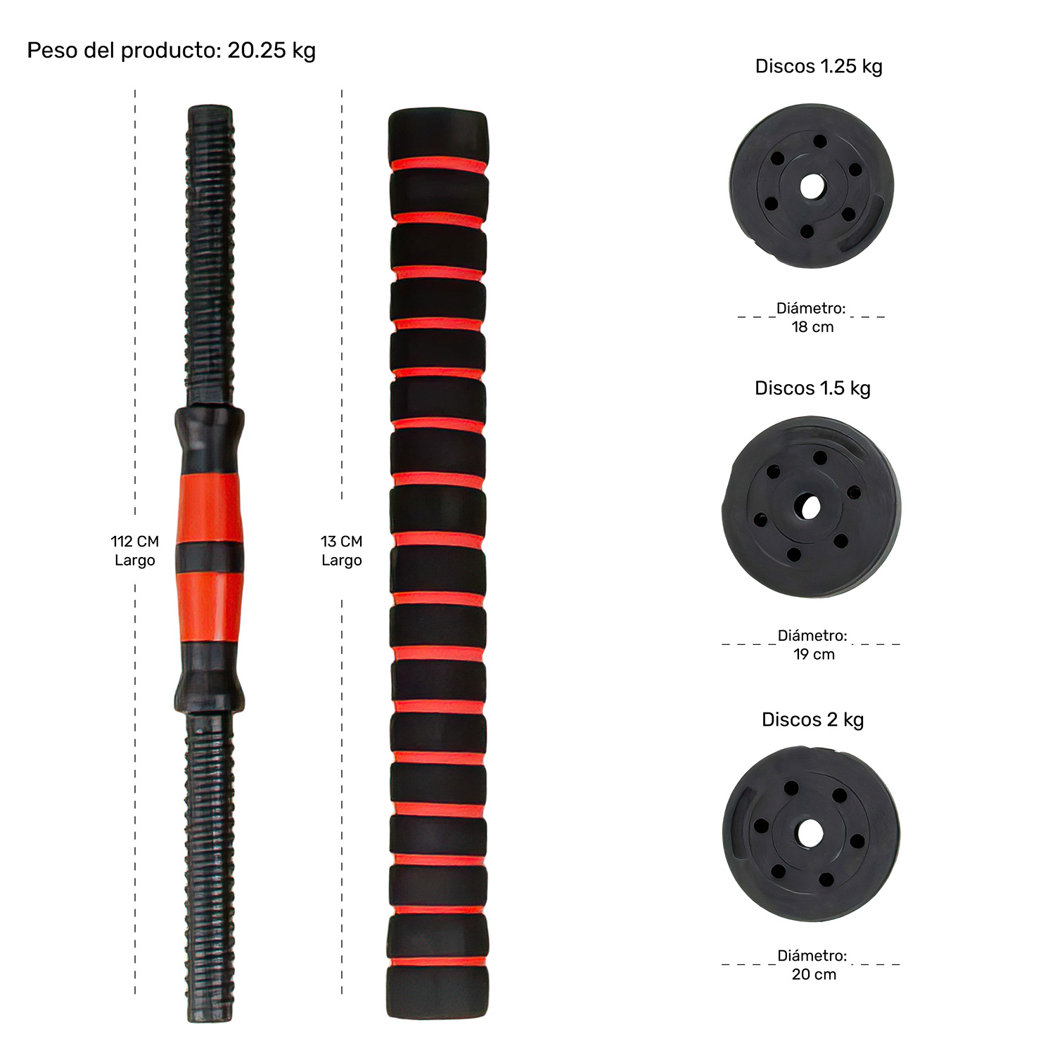 Discos de Pesas Altera Set 20kg para Mancuernas Ajustables