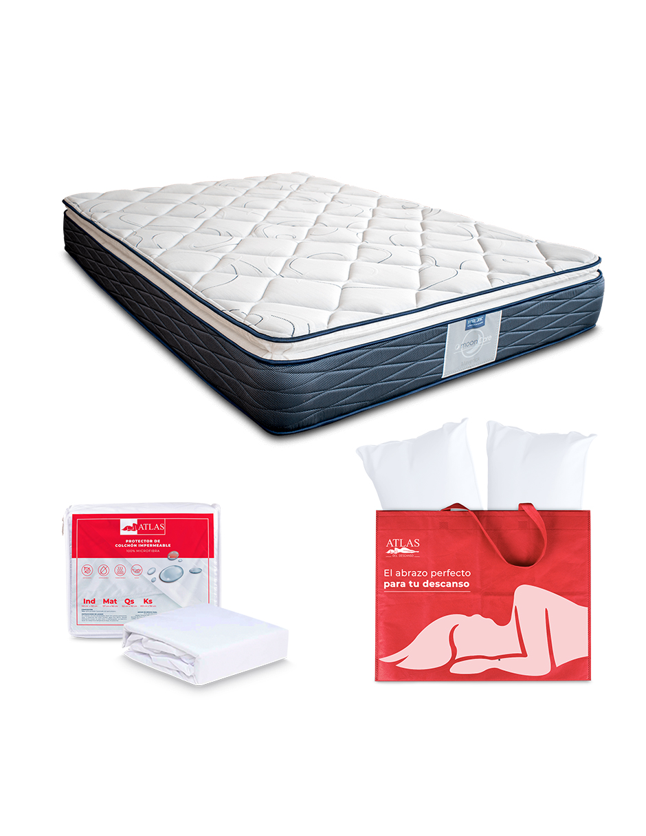 Colchón Individual Restonic Maverick + Kit de 2 Almohadas y protector Atlas Basic