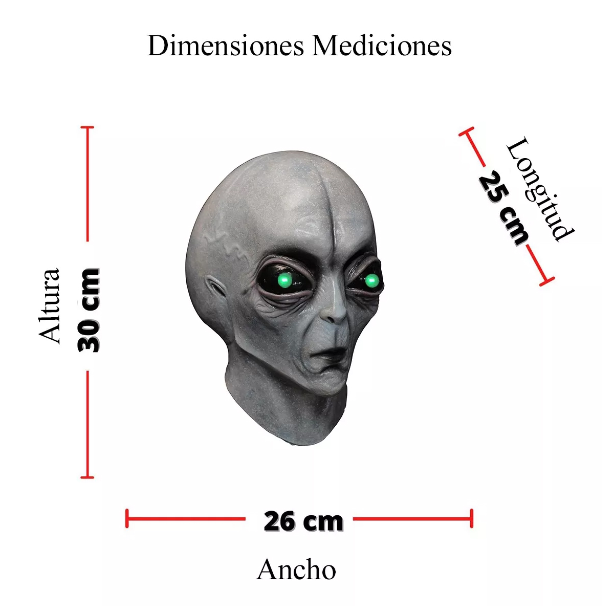 Máscara De Alienígena Led Con Fiesta De Maquillaje Halloween