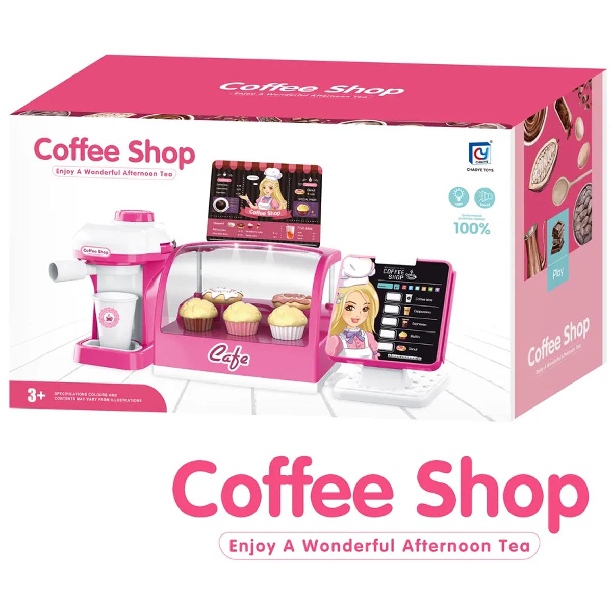 Juego de Cafeteria con Caja Registradora Rosa .