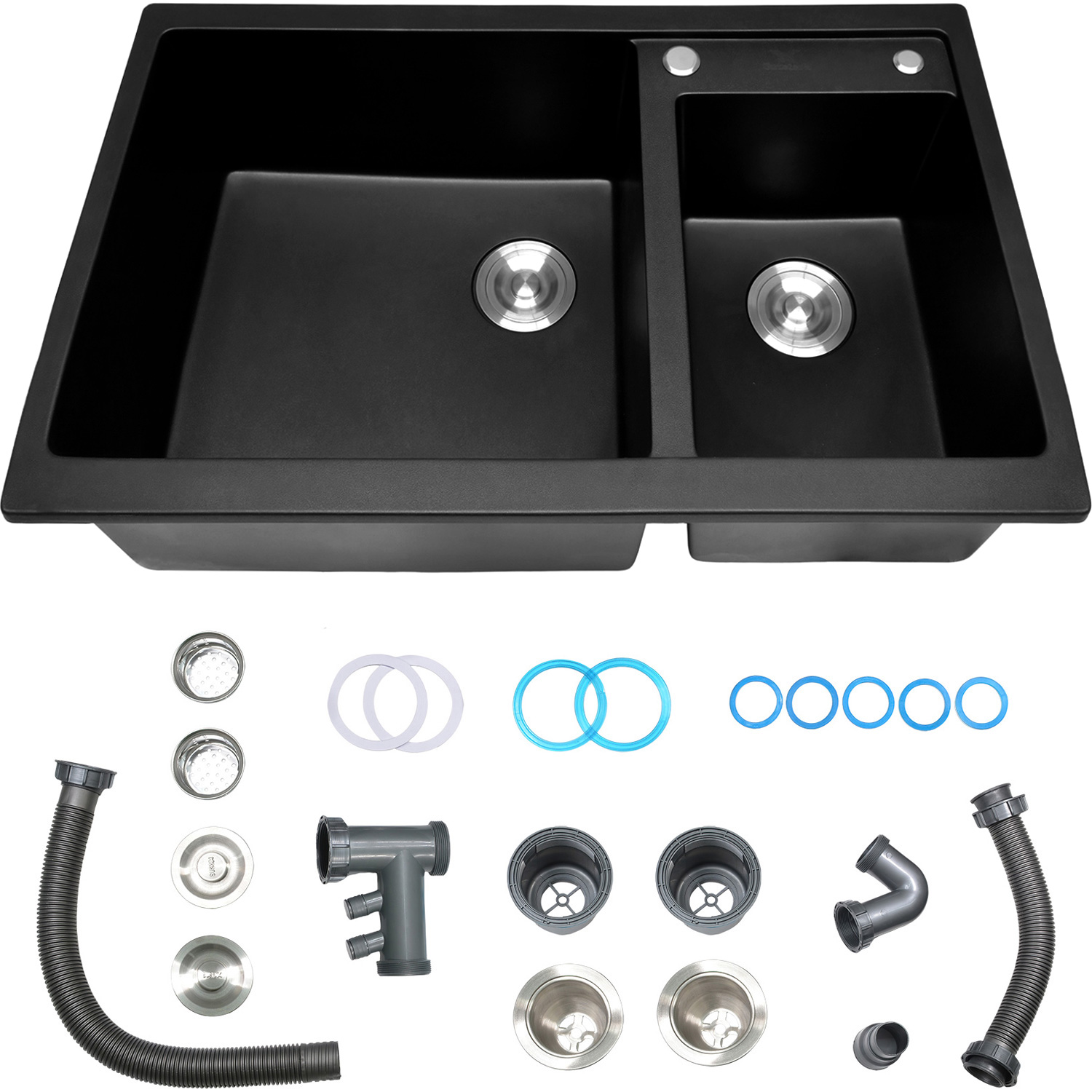 Tarja Fregadero Cuarzo Doble Tina Antiruido 84.5x48.5x22cm