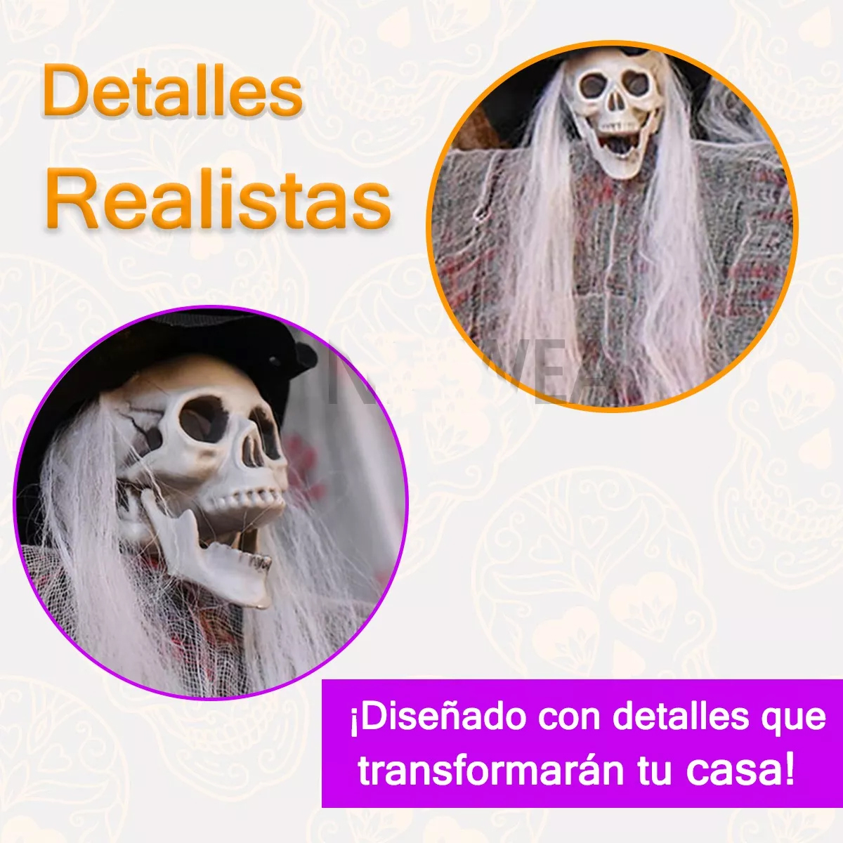 Kit 3 Fantasmas Colgantes De Esqueleto Decoración Halloween