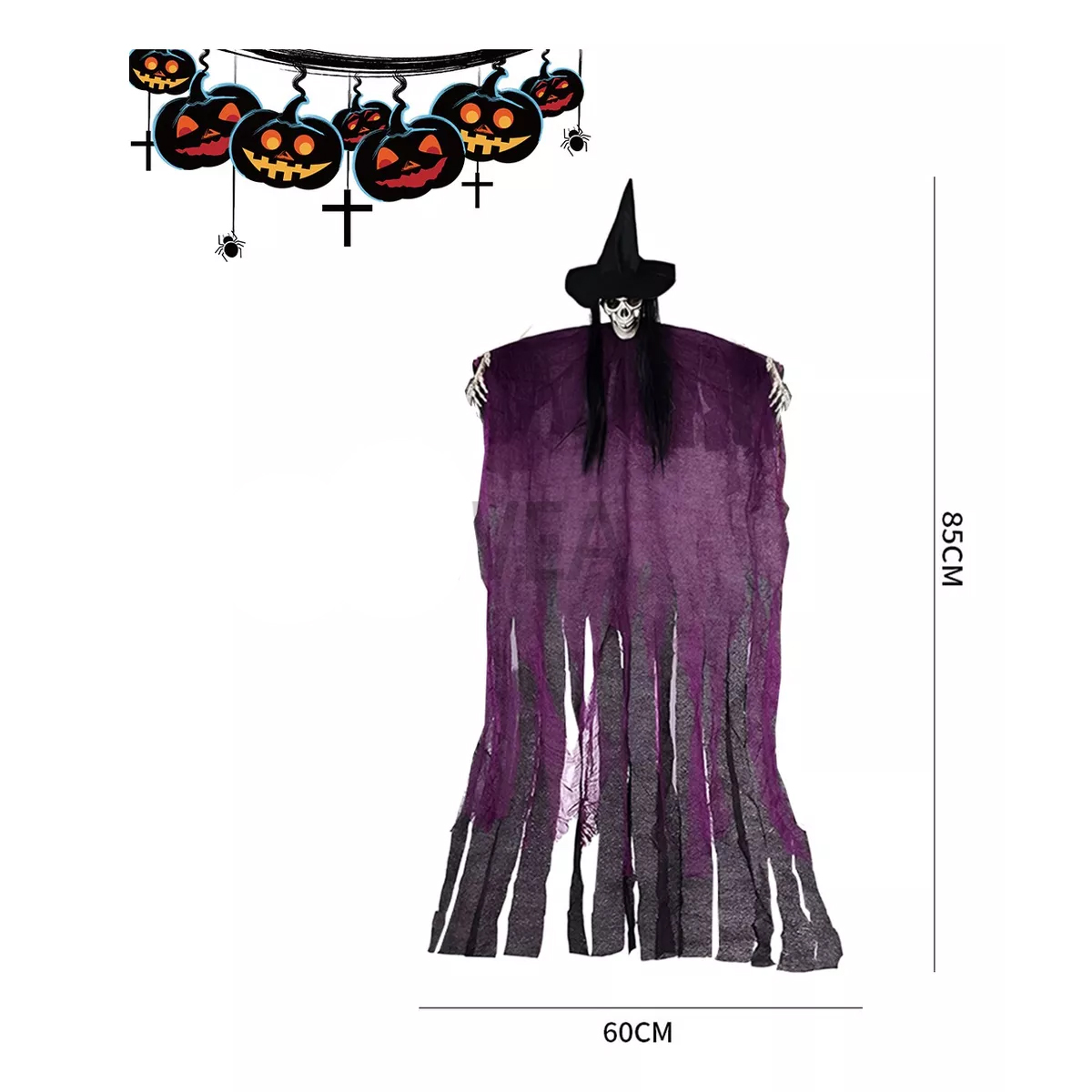 Kit 3 Fantasmas Colgantes De Esqueleto Decoración Halloween