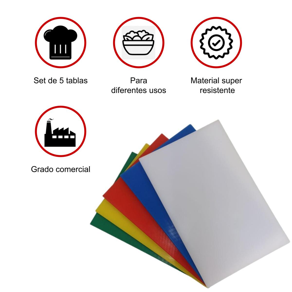 Kit de 5 tablas para picar Colores Grande 56*36*2.2 Shorbull