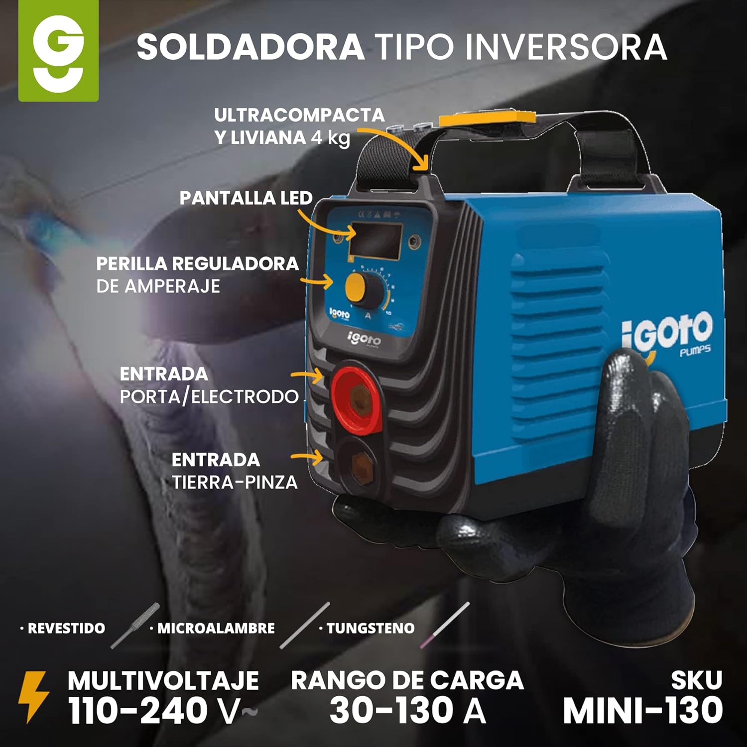 Maquina Soldar Mini Inversora 130 A 110 V Electrodos Soldadora Electrica