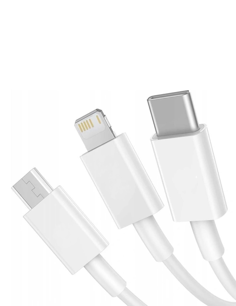 Cable tipo C, lightning y micro USB (v8) Gadgets and Fun cargador 3 en 1 