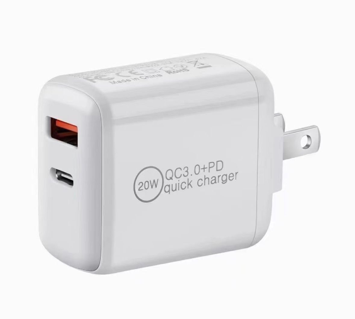 Cargador Carga rápida USB-A QC3.0 y USB-C PD 20W