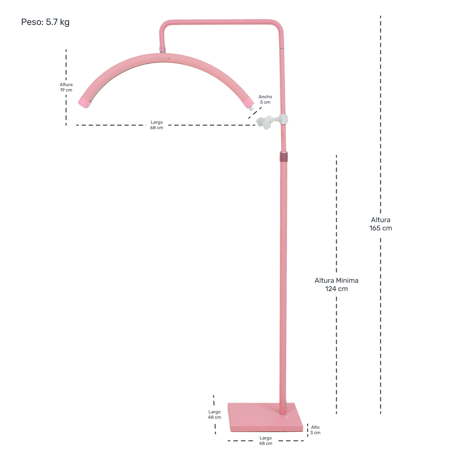 Lampara Pestañas 1x1 Control Luz Led 48w 2520 A 2800 Lm 360