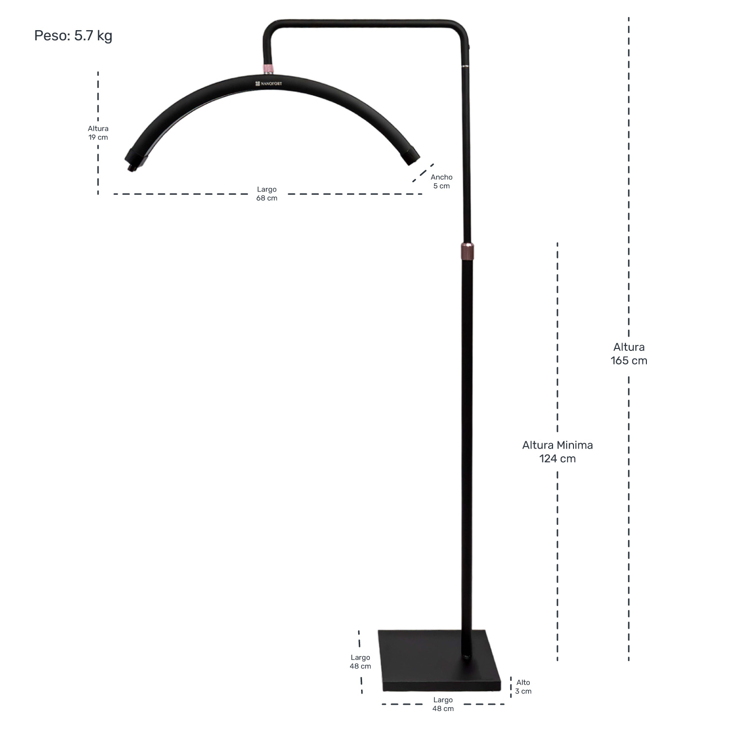Lampara Pestañas 1x1 Control Luz Led 48w 2520 A 2800 Lm 360