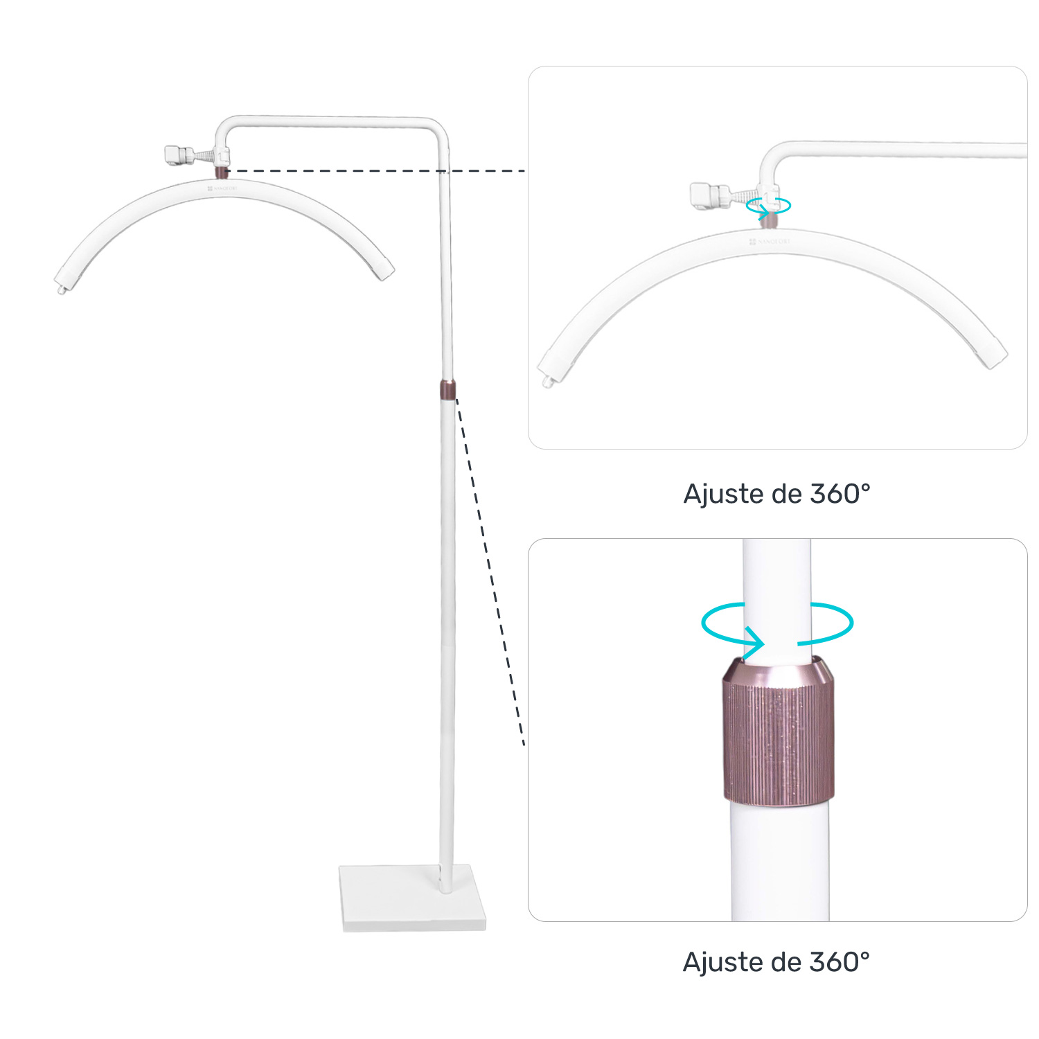 Lampara Pestañas Spa Porta Celular Luz Led 50w 3 Tonos