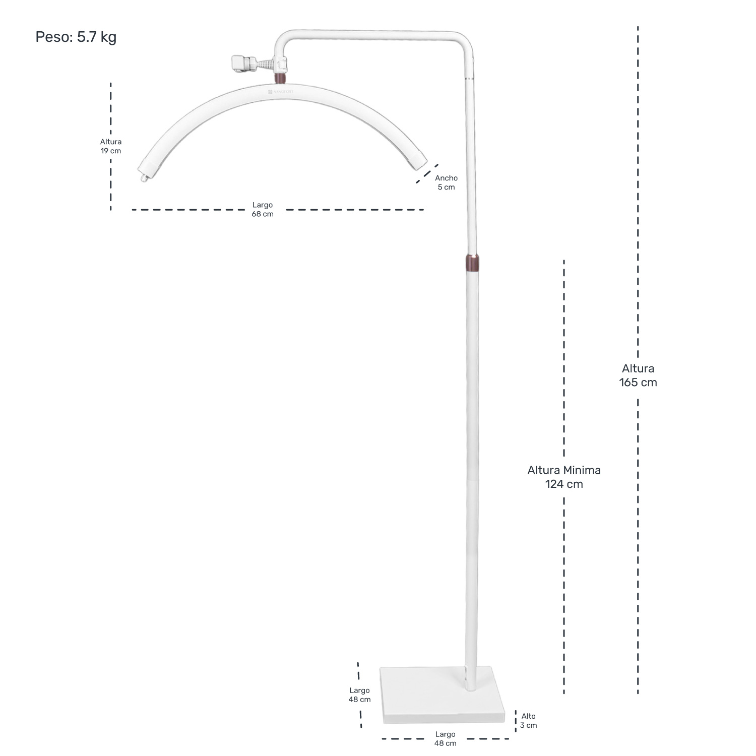 Lampara Pestañas Spa Porta Celular Luz Led 50w 3 Tonos