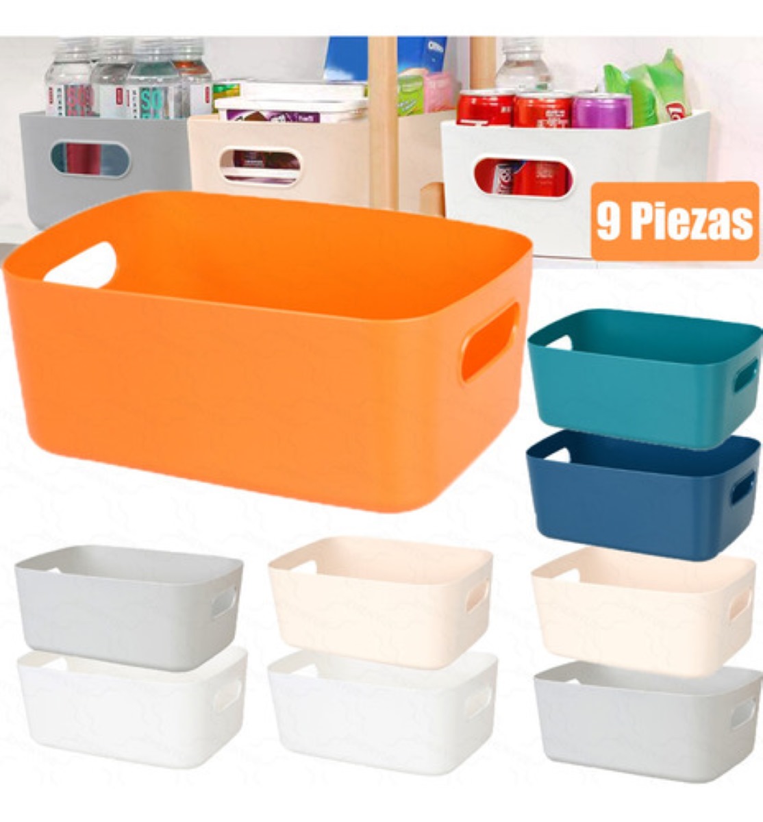 Caja De Almacenamiento Para Cosméticos Y Papelería, 9 Pzs. Colores