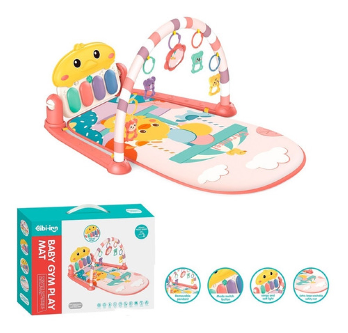 Gimnasio Piano Musical Tapete De Juegos Para Bebés Azul de Pato