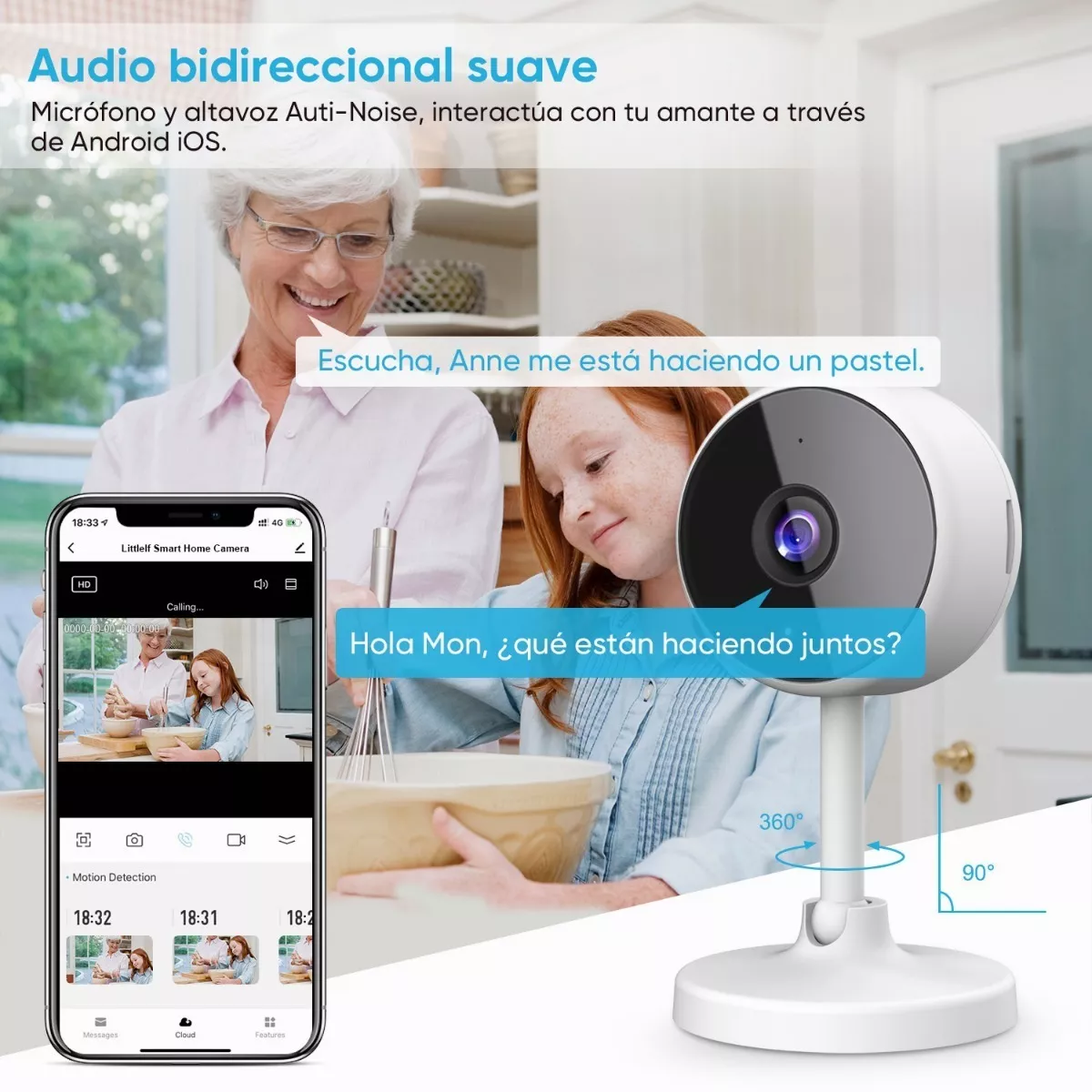 Par Cámara Wifi Interior Seguridad 1080p 2 Pack