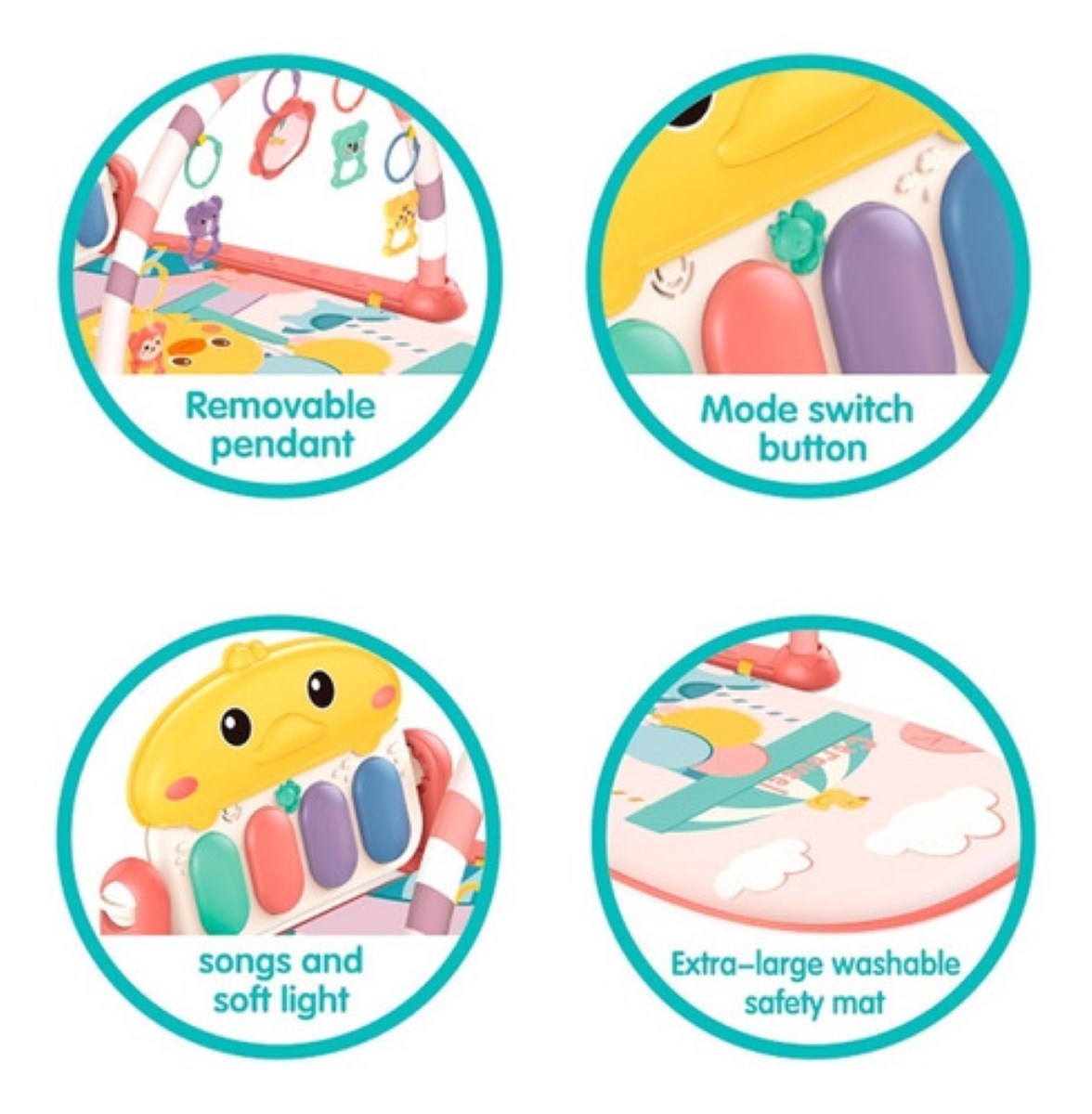 Gimnasio Piano Musical Tapete De Juegos Para Bebés Rosa