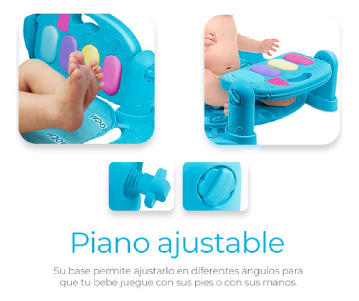 Gimnasio Piano Musical Tapete De Juegos Para Bebés Pataditas Azul/Reno
