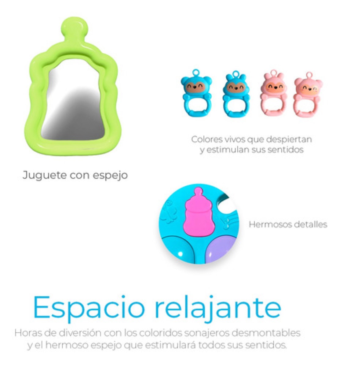 Gimnasio Piano Musical Tapete De Juegos Para Bebés Pataditas Azul/Reno