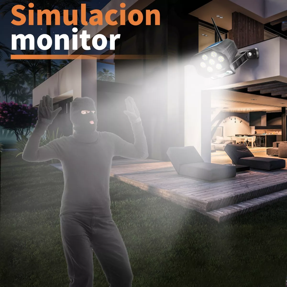 Lampara Solar Sensor Movimiento Led Forma Camara Vigilancia