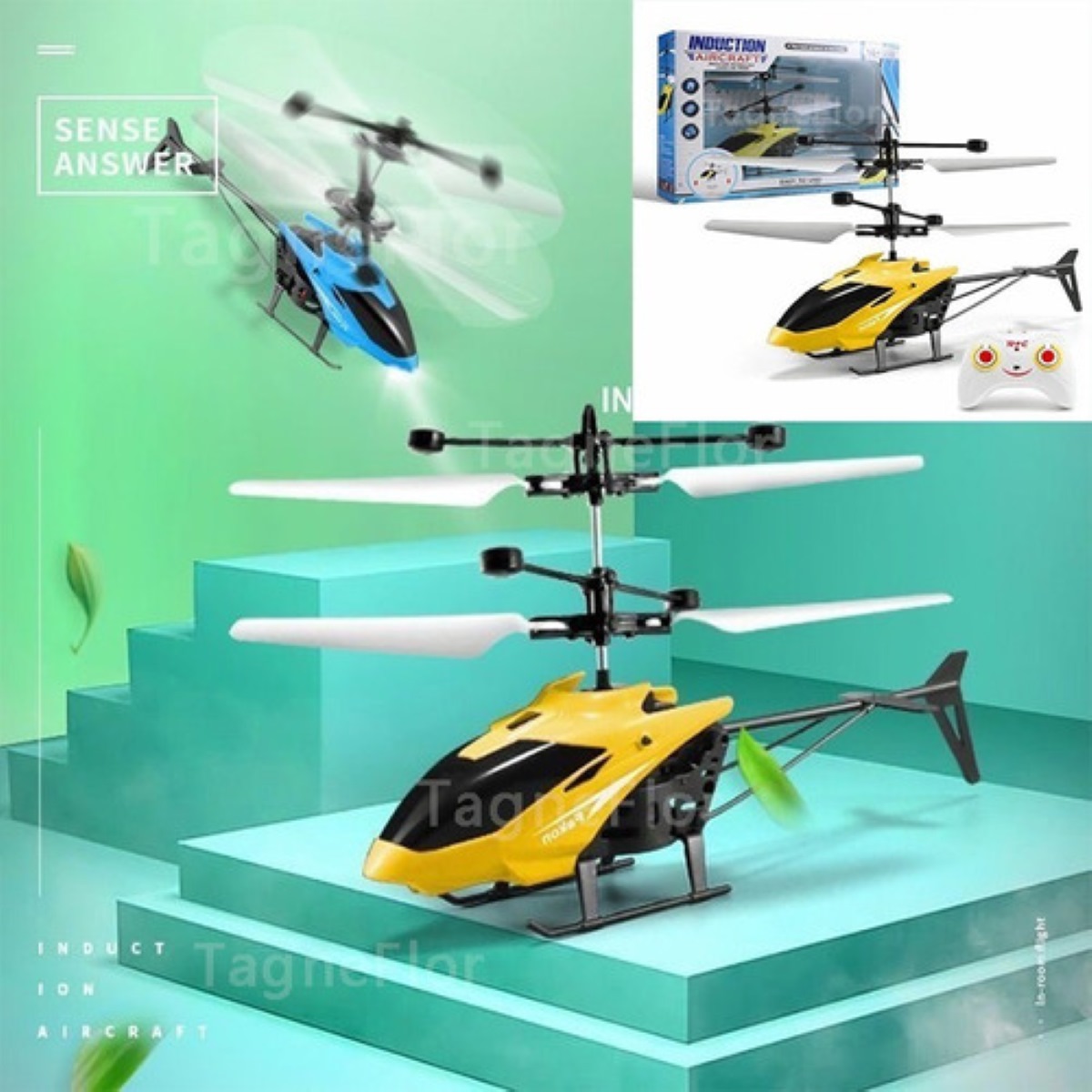 Con Led Control Remoto Recargables Helicóptero Amarilo