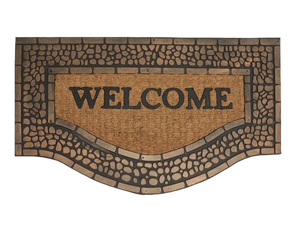 Tapete de Puerta entrada bienvenido welcome exterior interior alfombra  diseño piedras campestre casa tapices