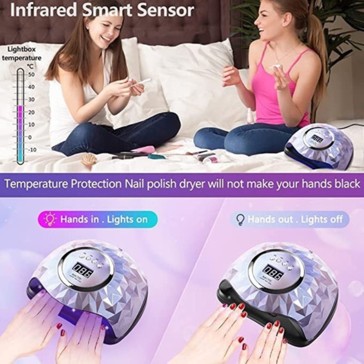 Lámpara De Uñas Profesional Más Rápido 248w/60led Uv Sun Y13 Violeta