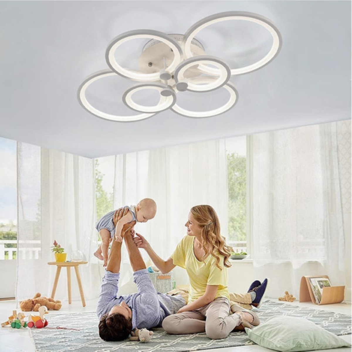 Lámpara Techo Moderna Led Regulable 40w P/sala+app Y Control Blanco