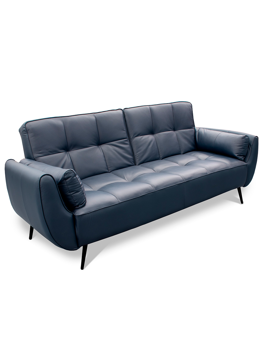 Sofa Cama de Piel Genuina Toronto Color Azul Marino - Confortopiel.