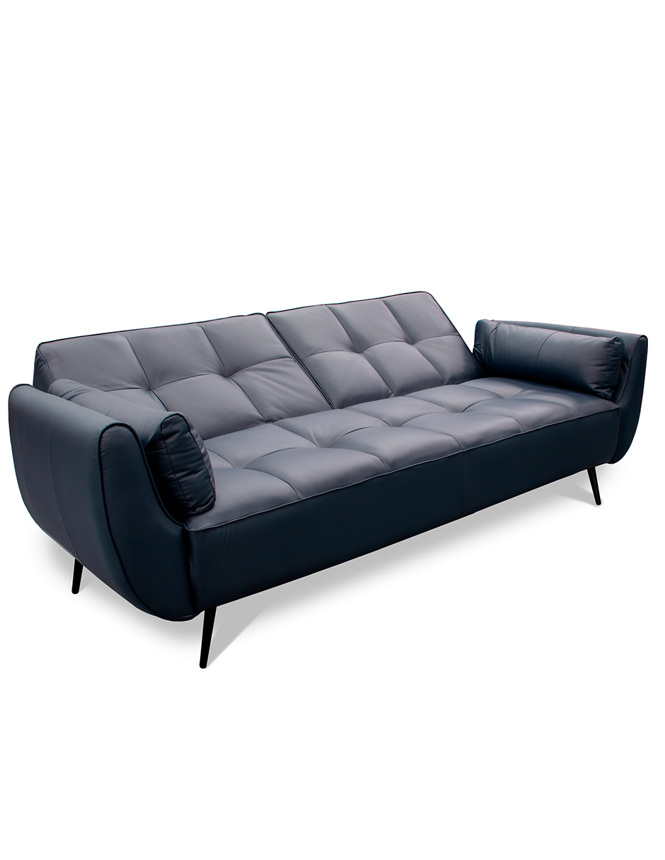 Sofa Cama de Piel Genuina Toronto Color Azul Marino - Confortopiel.