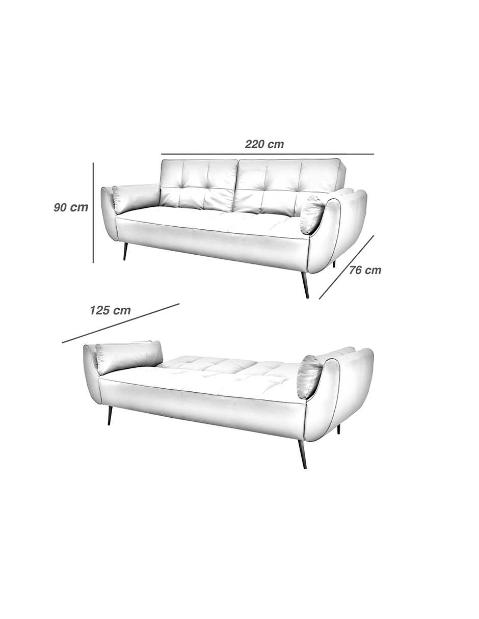 Sofa Cama de Piel Genuina Toronto Color Azul Marino - Confortopiel.