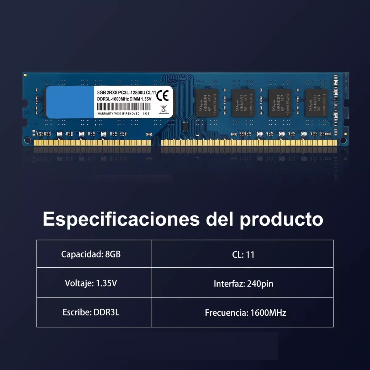 Memoria Ram Tecmiyo Ddr3l-1600 De 16gb (2x8gb)