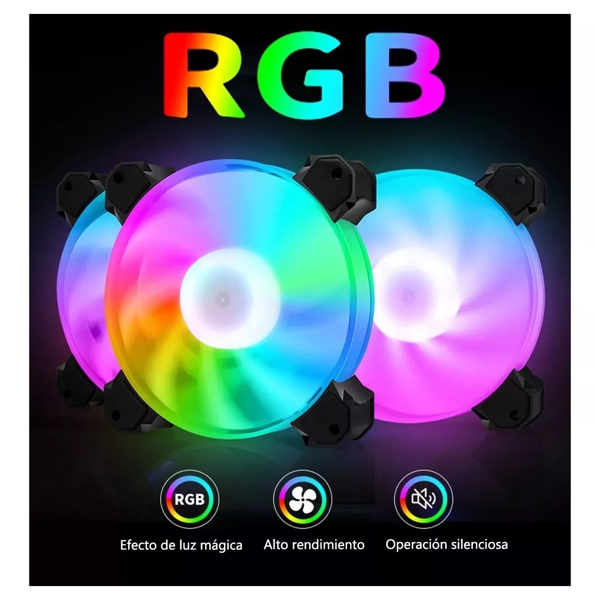 Kit De 3 Ventiladores Rgb Para Pc Gamer, Disipador De Calor